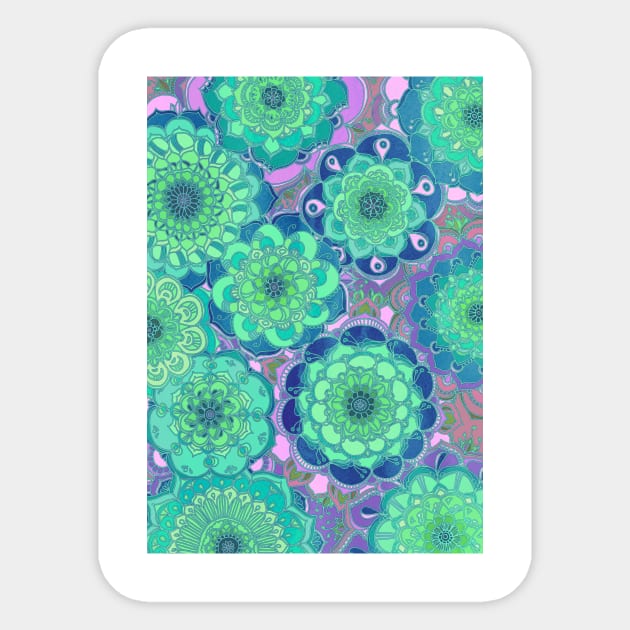 Fantasy Flowers in Mint Green & Purple Sticker by micklyn